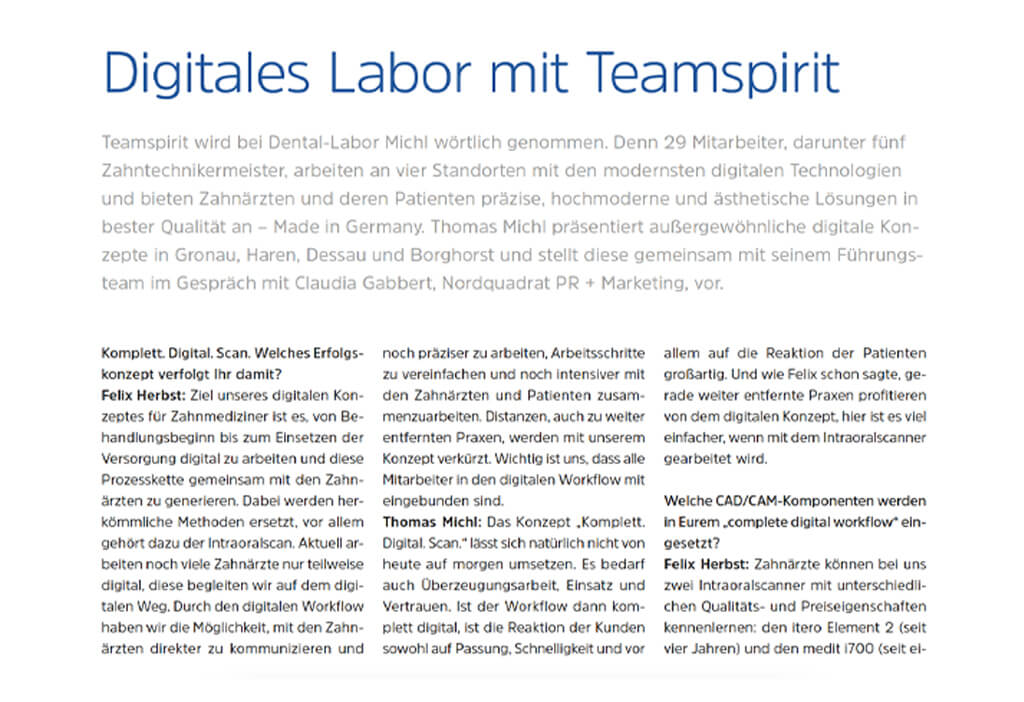 Nordquadrat PR + Marketing - Claudia Gabbert - News - Digitales Labor mit Teamspirit