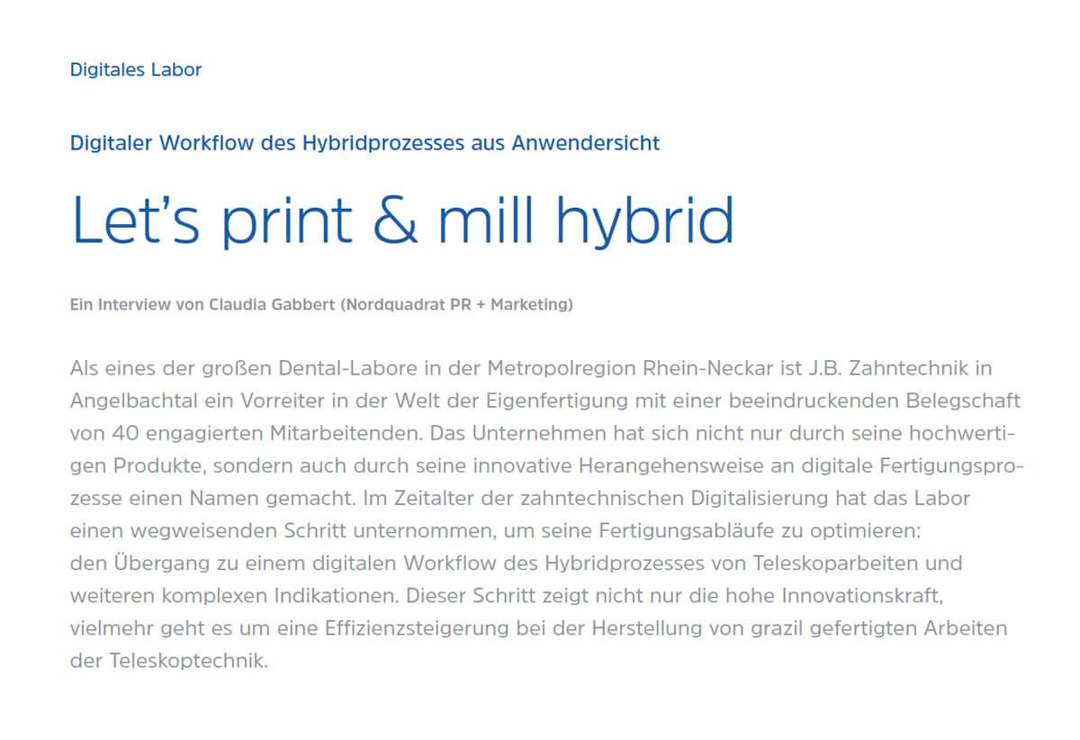 Nordquadrat PR + Marketing - Claudia Gabbert - News - Let's print & mill hybrid