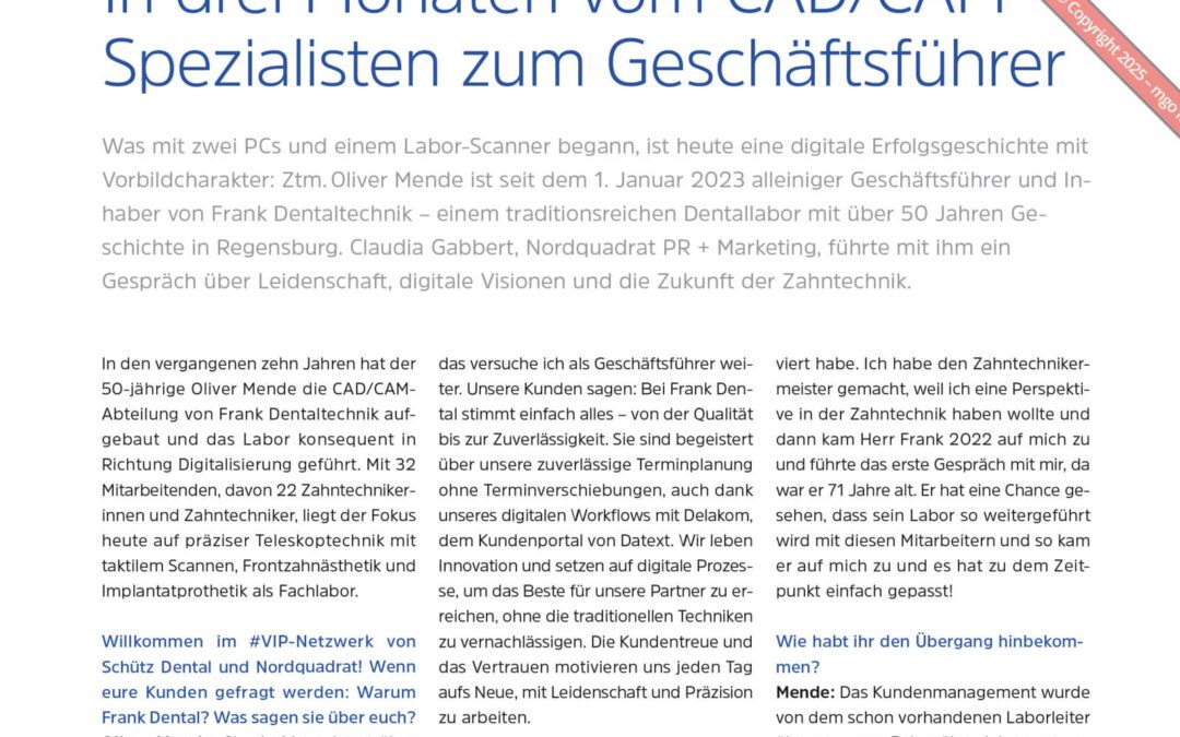 In drei Monaten vom CAD/CAM- Spezialisten zum Geschäftsführer